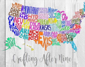 50 Indiviual States SVG, USA Svg, United States of America Svg, All States SVG, States Outline Svg, States CUtting File Svg, State Cut File