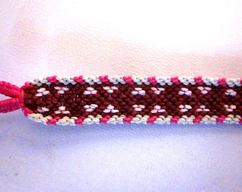 Hearts and Stripes Friendship Bracelet Hearts Woven Friendship Bracelet Hearts Macrame Heart Macrame Bracelet