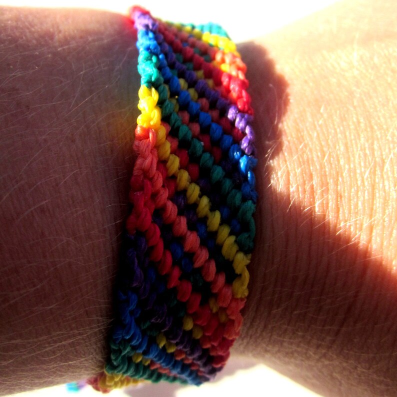 Rainbow Striped Woven Friendship Bracelet Rainbow Macrame Rainbow ...