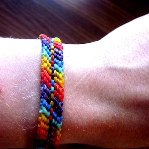 Thin Rainbow Striped Macrame Friendship Bracelet Rainbow - Etsy
