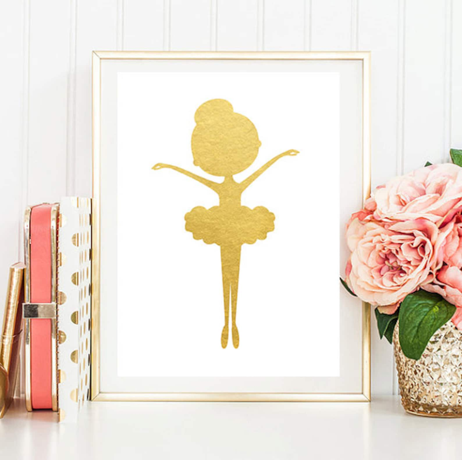 gold ballerina poster ballerina wall art ballerina art girls room ballet print gold ballet nursery ballerina decor ballerina gol