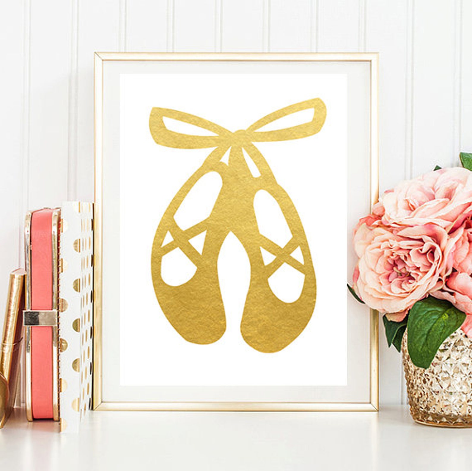 ballet shoes print ballet wall decor gold ballet shoes poster ballerina wall decor ballerina dancer art ballerina decor ballerin
