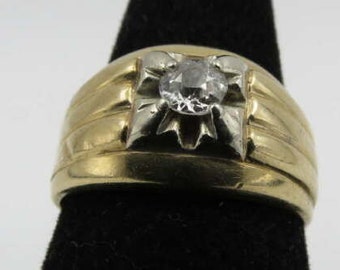 Vintage Men's Gold and Diamond Ring -  .37ct.  G-H color - SI2 clarity - size 8.25 - 6.2g