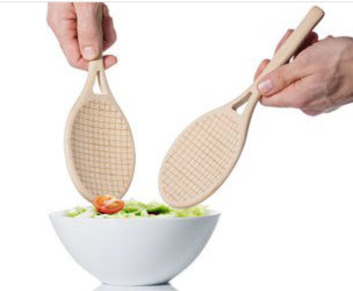 Salad & Pasta Servers wooden tennis racket shaped serving Etsy
