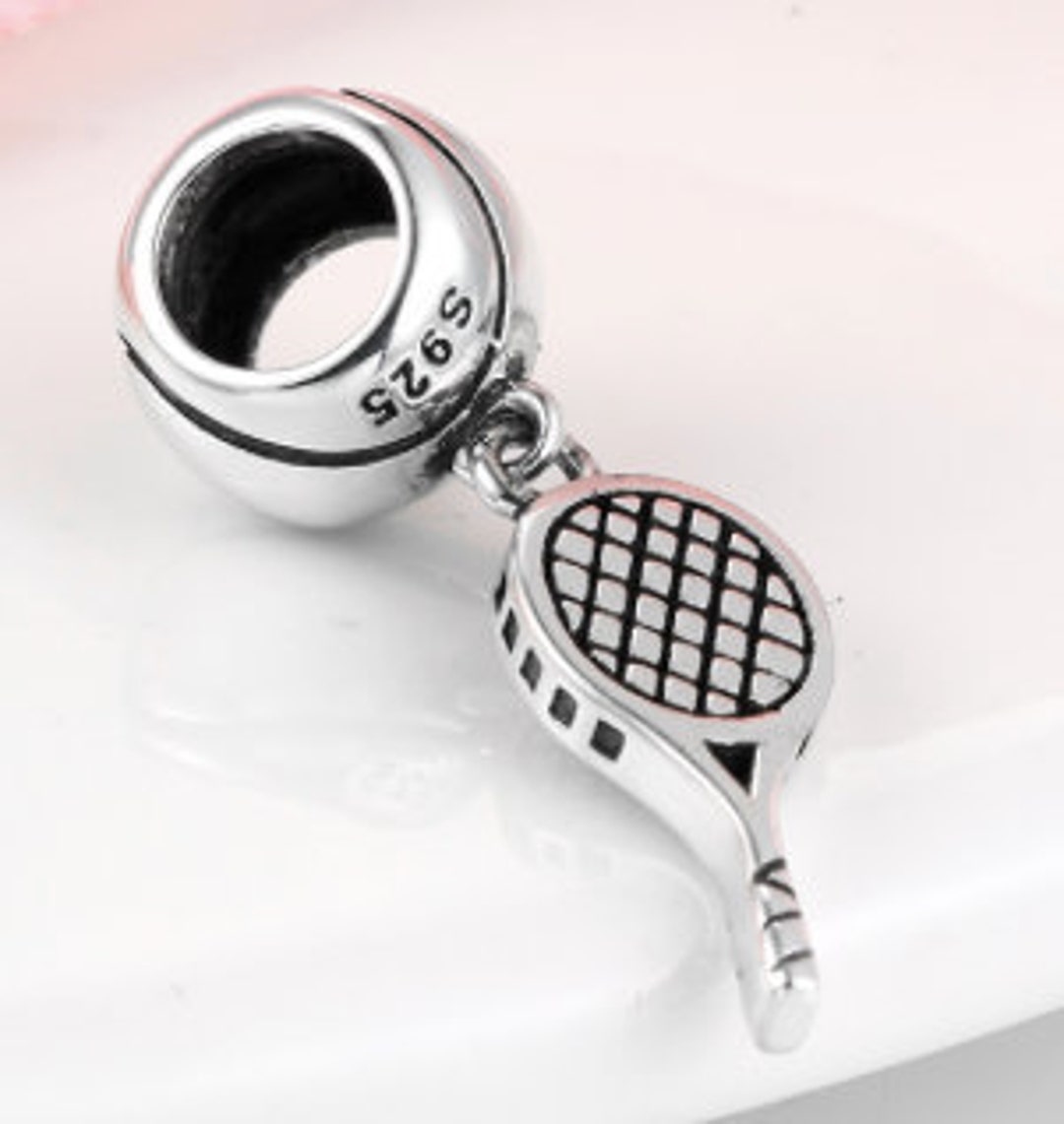 Pandora Style Tennis Charm Ball and Racquet for Your Bracelet or
