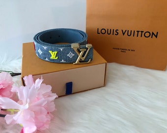 Wave LV Monogram Blue Denim Belt 