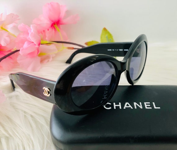 Authentic Chanel Oval/Round Sunglasses/Black Acet… - image 1