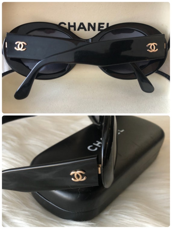 Authentic Chanel Oval/Round Sunglasses/Black Acet… - image 7