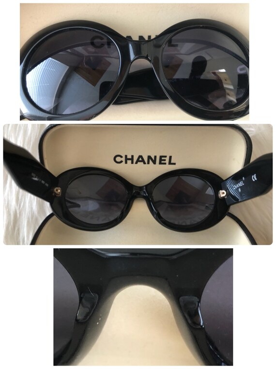 Authentic Chanel Oval/Round Sunglasses/Black Acet… - image 8