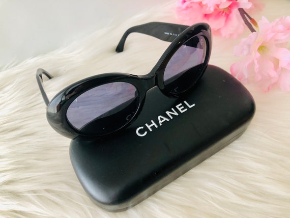 Authentic Chanel Oval/Round Sunglasses/Black Acet… - image 3