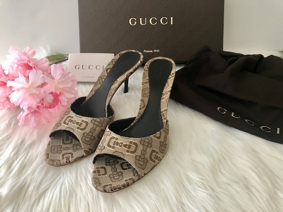 Authentic Gucci Horsebit Pattern Open-Toe Heeled … - image 8