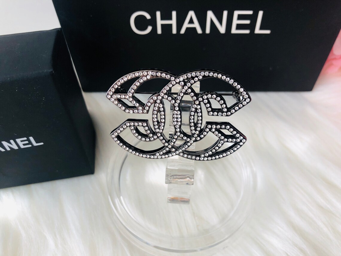 Authentic Chanel CC Logo Interlocking 3D Swarovski Crystal | Etsy