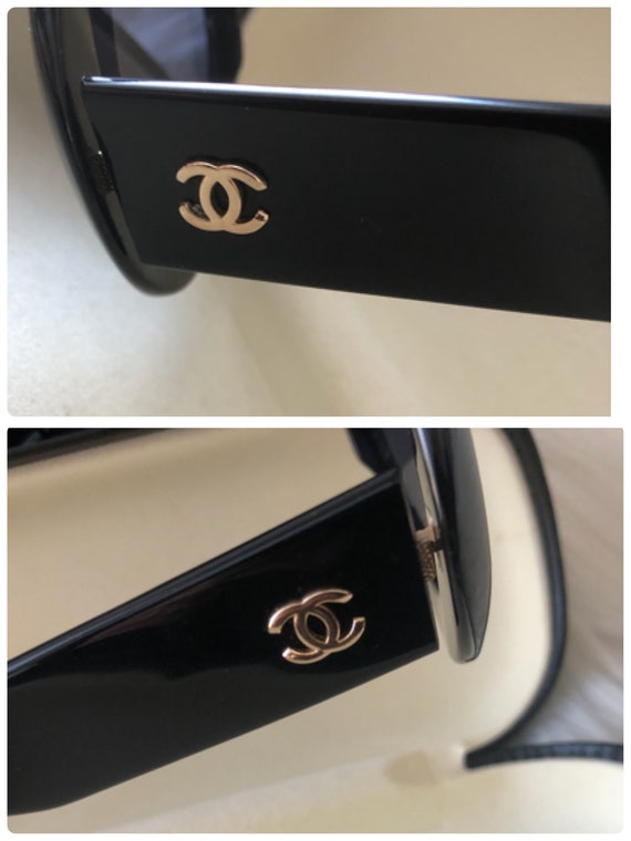 Authentic Chanel Oval/Round Sunglasses/Black Acet… - image 4