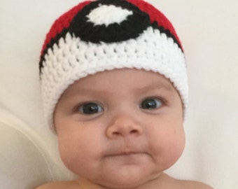 Pokeball hat. Newborn, infant, toddler, and child sizes