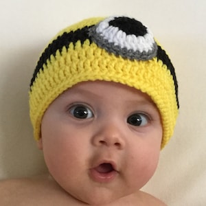 Minion hat-sizes newborn to adult
