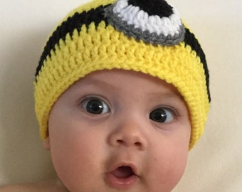 Minion hat-sizes newborn to adult