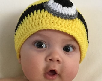 Minion hat-sizes newborn to adult