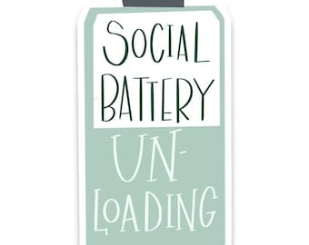 Social Battery Sticker, Battery Water Bottle Sticker, Introvert Sticker, Introvert Gift, Mental Health Sticker, Waterproof Vinyl Sticker