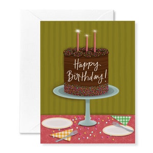 Cartão de aniversário | Cartão de festa de aniversário | Cartão de aniversário retrô | Ilustração de corte de papel | Estética de Wes Anderson | Cartão de aniversário para qualquer pessoa