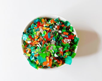 Tropics Party Confetti | Green, Turquoise, Orange & Silver Metallic Shred