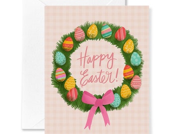 Easter Wreath Card | Card for Easter | Easter Basket Cards | Easter Eggs | Easter | Cute Easter Basket Fillers | Bunnies | Easter Cards