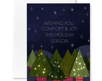Comfort and Joy Card | Holiday Card | Christmas Card | Holiday Box Card Set | Sentimental Holiday | Silent Night | Christmas Tree Cards