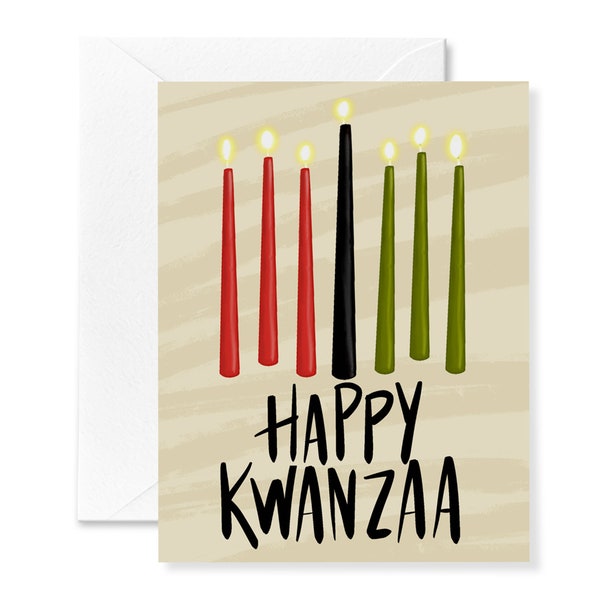 Tarjeta de velas Kwanzaa / Tarjeta navideña / Tarjeta Kwanzaa / Tarjeta navideña afroamericana / Tarjetas de felicitación navideñas festivas / Celebración de Kwanzaa