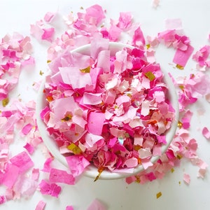 Confeti rosa / Bonita en rosa / Confeti de fiesta / Revelación de género / Es una niña / Decoración / Rosa y dorado