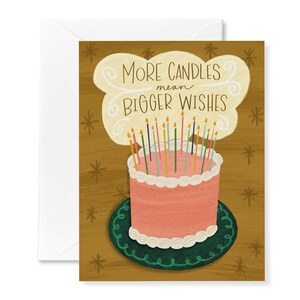 Bigger Wishes Birthday Card | Birthday Cake Card | Foodie Birthday Card | Birthday Card for Everyone | Aging Positive Card | Card for Adults