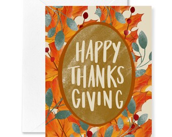 Autumn Leaves Thanksgiving Card | Festive Holiday Greeting