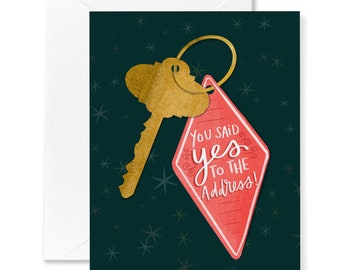 New Home Card |Yes to the Address Card | New Home | Housewarming Card | Congrats Card | Congrats on New Home | Encouragement Card | New Key
