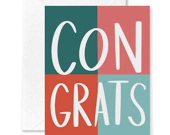 Color Block Congrats Card | Congratulations Card | Colorful Card | Fun Congratulations Card | Card for Best Friend | Greeting Card