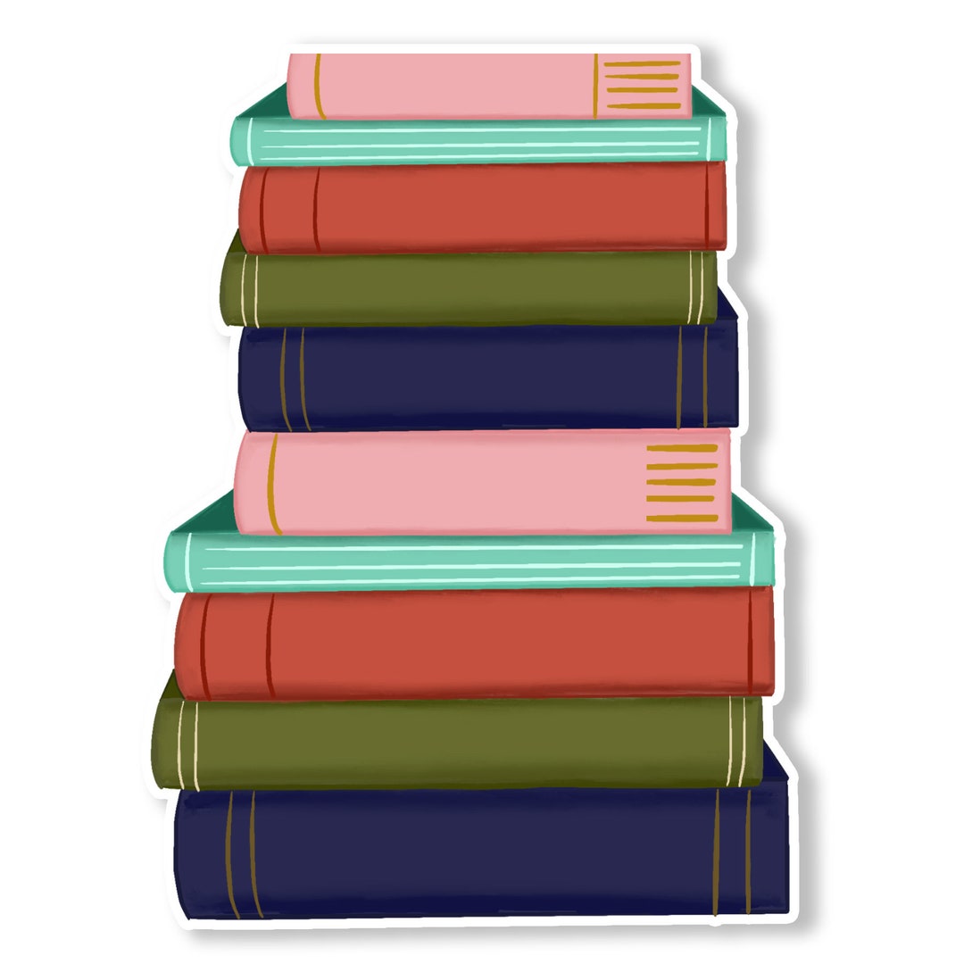 Book Stack Vinyl Sticker | Waterproof Laptop, Water Bottle Decal - Etsy ...