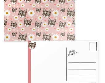 Postcards | Set of 8 | Pink Cat | Stationery Set | Cards for Best Friends | Art | Friendship Postcards