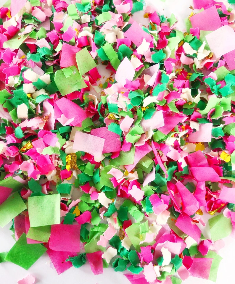 Spring Confetti Pink & Green Confetti | Handmade Party Decor, Photo Prop - Etsy