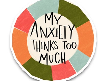 Overthinking Anxiety Sticker, Anxiety Water Bottle Sticker Introvert Sticker Introvert Gift, Mental Health Sticker, Waterproof Vinyl Sticker