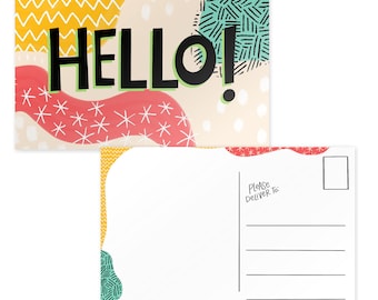 Abstract Hello Postcard Set | Colorful Friendship Cards