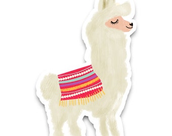 Happy Llama Sticker, Llama Water Bottle Sticker Cinco De Mayo Sticker Animal Stickers Gift, Cute Animal Sticker, Waterproof Vinyl Sticker