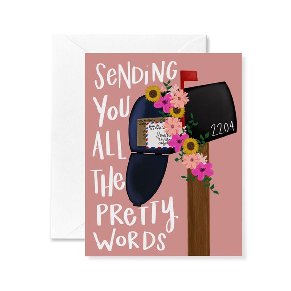 Pretty Mail Card | Just Because Card | Card for Best Friend | Encouragement Card | Floral Card | Just Thinking of You Card | Catching Up
