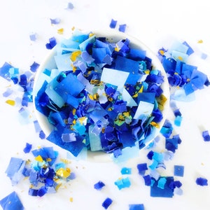 Confeti de ante azul / confeti azul, decoración de fiesta para niños, confeti azul para revelación de género, es un niño, lanzamiento de confeti, piñata, decoración de fiesta azul