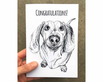 Carte de voeux chien, carte teckel, carte de félicitations