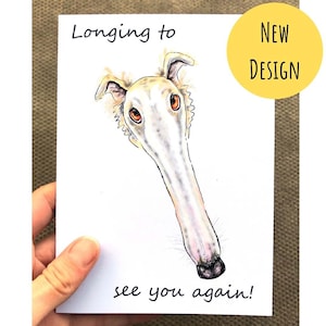 Biglietto di auguri Borzoi, biglietto "Mi manchi", biglietto di San Valentino per cani