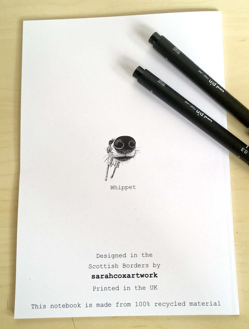 Dog Gift Dog Stationary Dog Notebook Plain Paper Eco Notebook Whippet Notebook Dog Journal Dog Notepad Greyhound Gift Whippet Gift