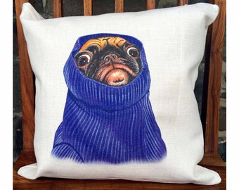 Vintage Pillow Tapestry Pug Decorative Cushions Carlin Pillowcase Cover