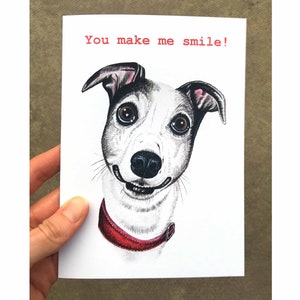 Biglietto di auguri con cane levriero, biglietto di auguri con cane di San Valentino, biglietto di auguri con cane Whippet