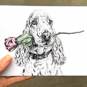 Cocker-spaniëlkaart, kaart voor hondenliefhebber, hondenvalentijnskaart