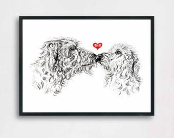Dog Print, Lurcher Print, Dog Valentines Gift
