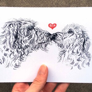 Carte de Saint-Valentin chien, carte chien Lurcher, carte de voeux chien