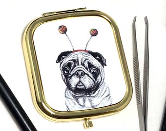 Pug Pocket Mirror, Pug Compact Mirror