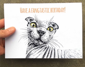 Cat Card, Cat Birthday Card, Fangtastic Birthday